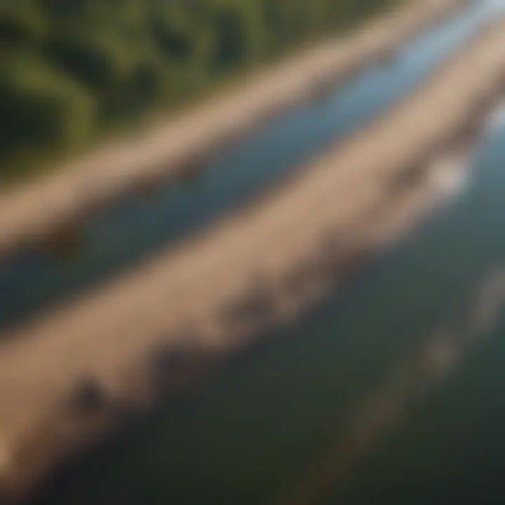 Aerial perspective of lakefront erosion control methods