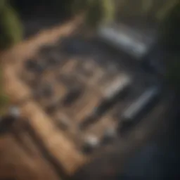 Aerial view of septic system components