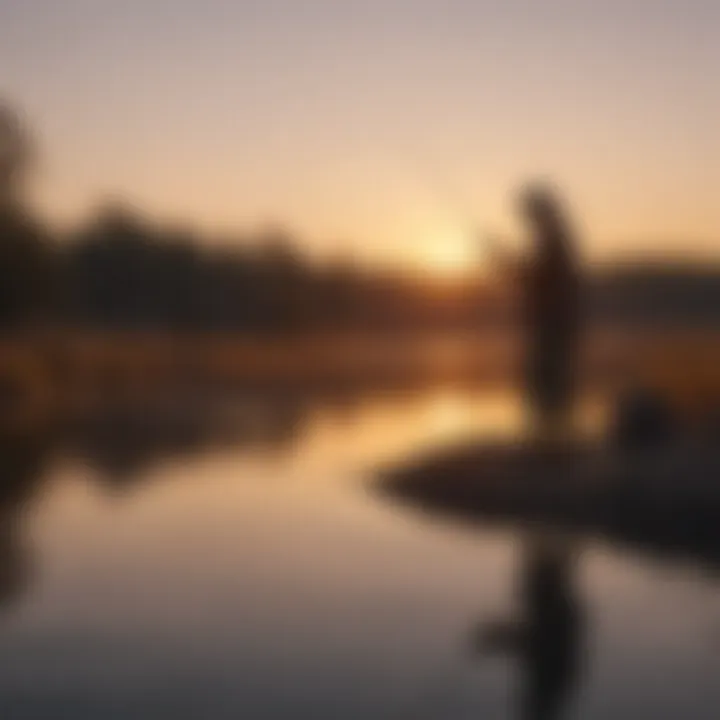 Angler casting a line at sunset on Lake Meridian