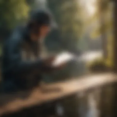 Applying for Fishing License Illustration of a person filling out a fishing license application