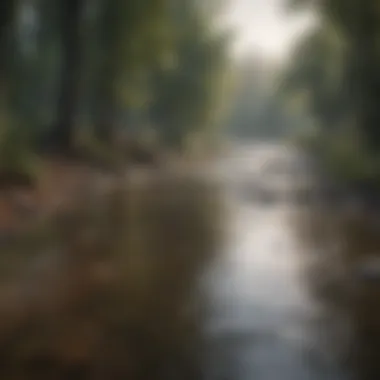 Natural landscape before and after a flood event