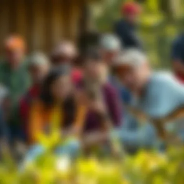 Community Involvement in Wildlife Rehabilitation A diverse group of community members engaging in wildlife rescue efforts