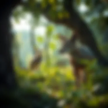 Sustainable Coexistence with Wildlife A serene natural habitat showcasing the coexistence of wildlife and humans