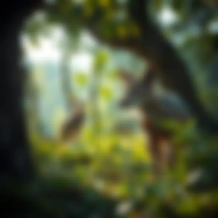 Sustainable Coexistence with Wildlife A serene natural habitat showcasing the coexistence of wildlife and humans