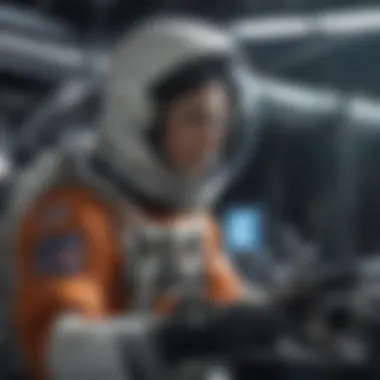 Critical Equipment Checks by Astronauts Astronauts conducting final equipment checks