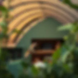 Architectural design of a bat enclosure showcasing sustainable materials