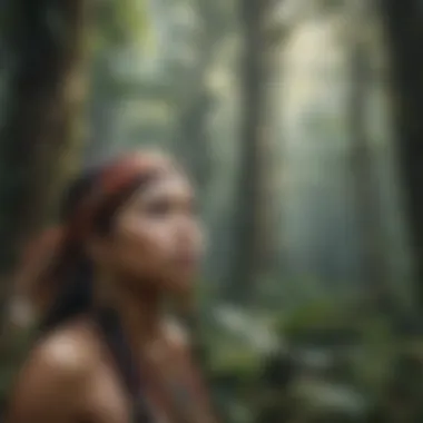 Indigenous culture depicted in a rainforest setting