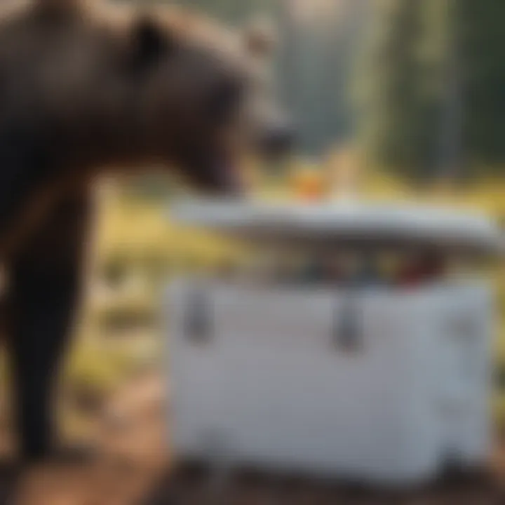 Highlighted construction materials of a bear-proof cooler demonstrating its superior design