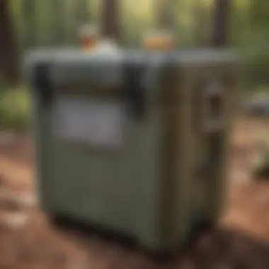 Durable bear-proof cooler in a rugged outdoor setting