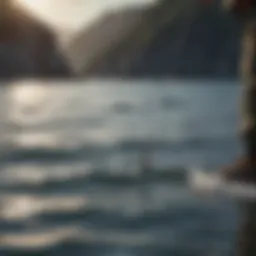 Angler casting a line into the vast ocean