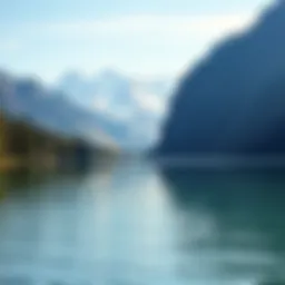 Tranquil waters of a Wyoming lake surrounded by mountains