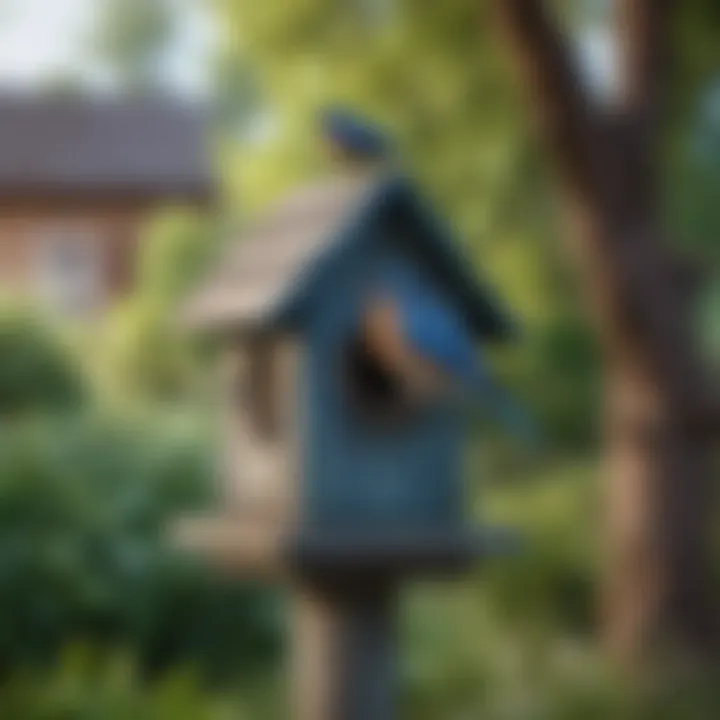 Bluebird House Mounted on a Garden Pole