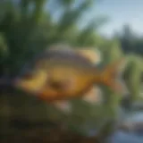 Bluegill fish swimming in a pond