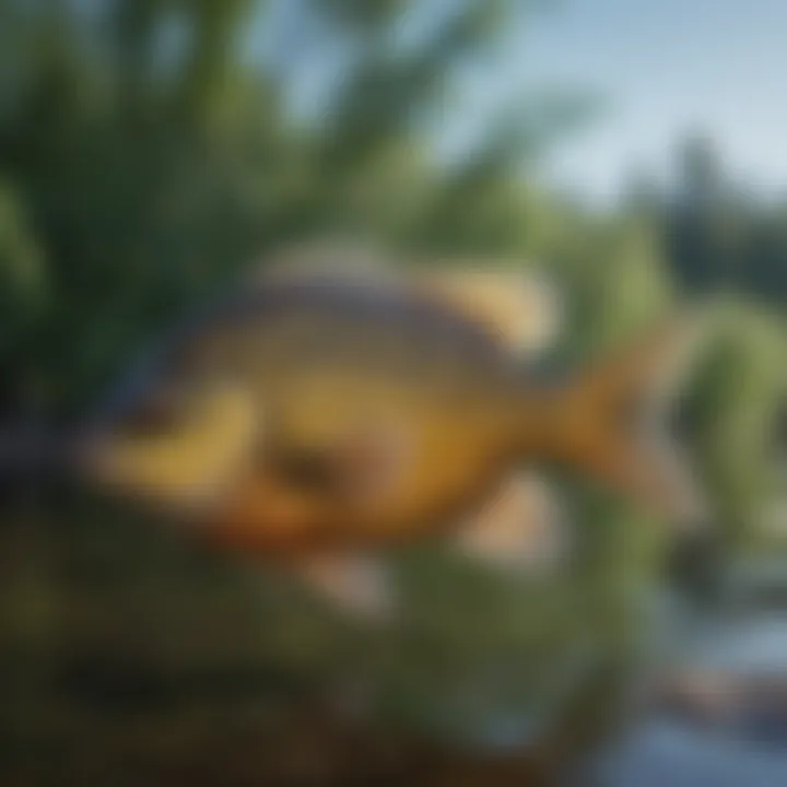 Bluegill fish swimming in a pond