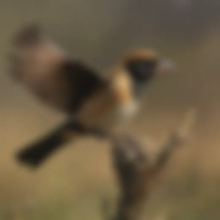 Bobolink in mid-flight during migration