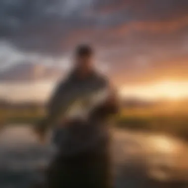 Spectacular Sunset Setting for Bass Fishing in Wyoming Breathtaking Wyoming Sunset Setting the Perfect Ambiance for Bass Fishing