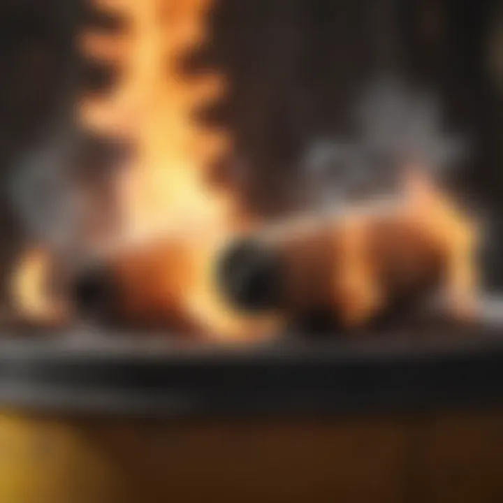 Close-up of burn barrel releasing smoke with blurred background