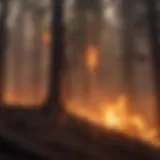 Illustration of wildfire spreading through forest