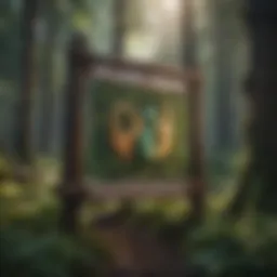 Illustration showing a camp host sign in a lush forest setting