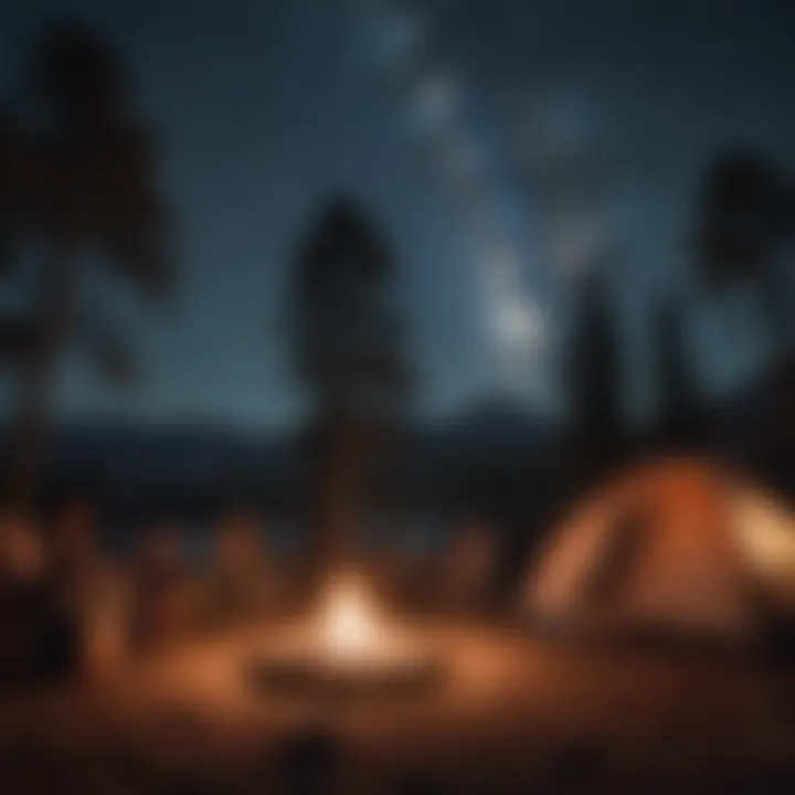 Campfire under starlit sky at Eagle Point Campground