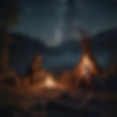 Campfire under starlit sky in the wilderness