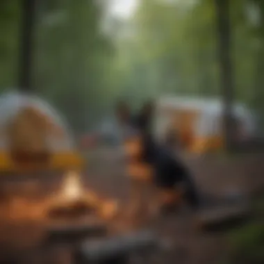 A well-equipped campsite showcasing dog-friendly amenities