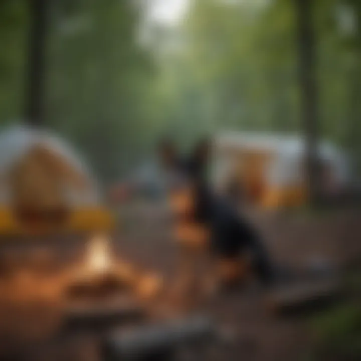 A well-equipped campsite showcasing dog-friendly amenities
