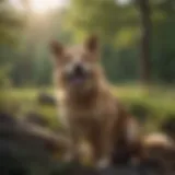 A scenic view of the Catskills with a dog enjoying the outdoors
