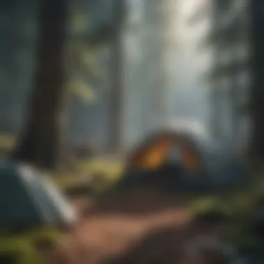 Nature's Haven Among Towering Trees Campsite nestled amidst towering trees in a lush forest