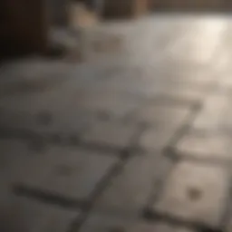 Close-up view of deteriorating asbestos tiles in a residential setting.