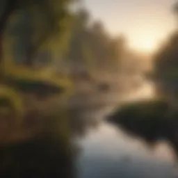Chemical water pollution in a serene river