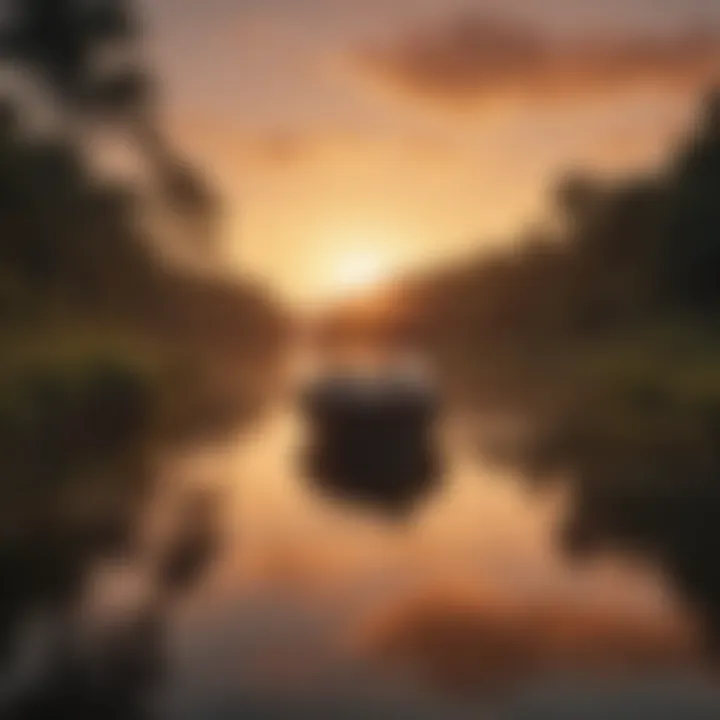 A serene sunset over a calm waterway, showcasing the importance of conservation