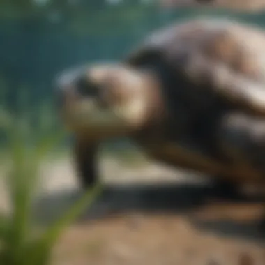 Close-up of Sea Turtle Eating Seagrass