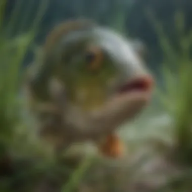 Close-up of unique inshore saltwater fish camouflaged in seagrass