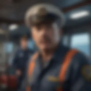 Captain overlooking crew on a ship