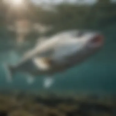 Graceful Striped Bass Gliding in Coastal Waters Striped Bass in Coastal Waters