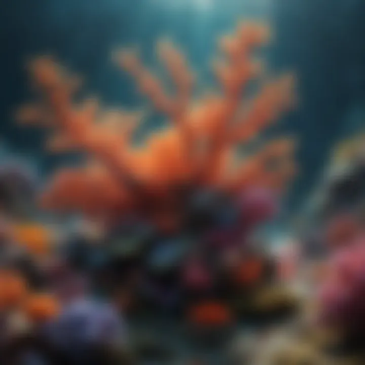 Colorful coral reef teeming with marine life