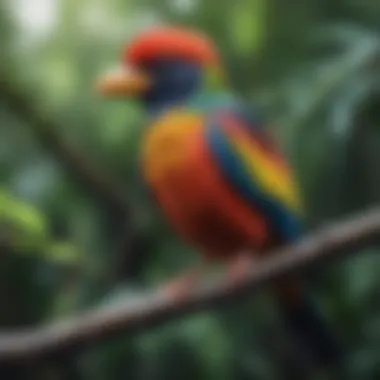 Colorful tropical bird perched on a branch