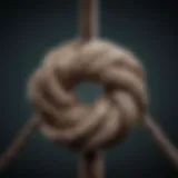 An intricate knot tying technique used in fishing