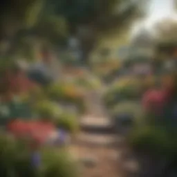 A vibrant garden showcasing a variety of native plants and flowers