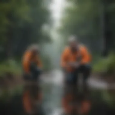 EPA certified technician addressing sewage leak