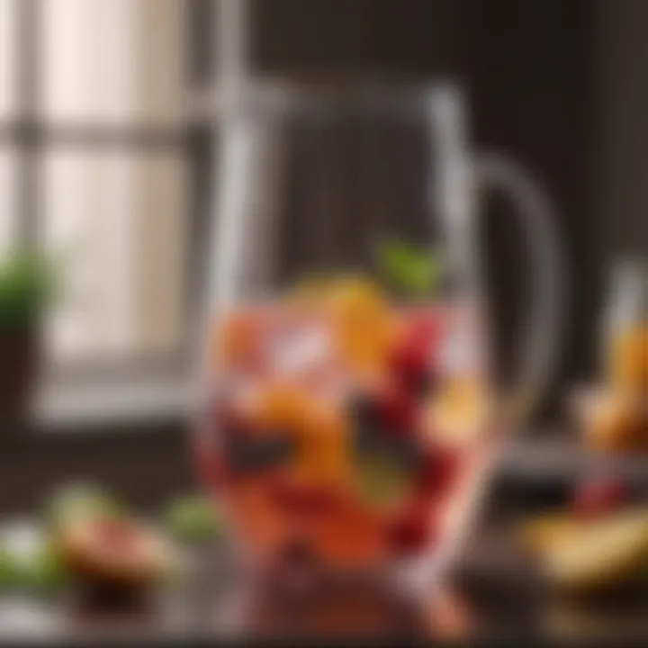 Refreshing fruit-infused water with assorted fruits in a stylish glass pitcher