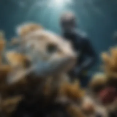 Identifying Species in Their Natural Habitat Marine biologist using identification tools underwater