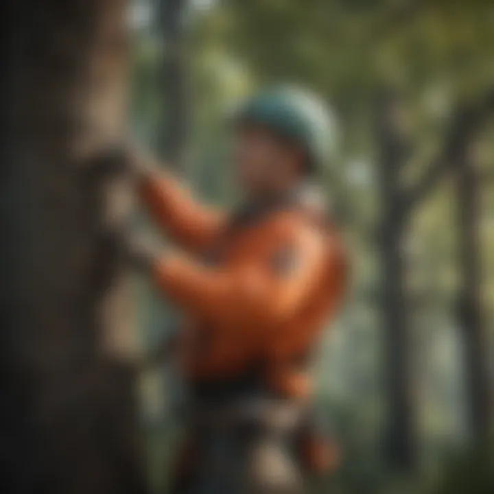 An arborist performing tree care with precision and expertise