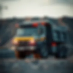 A modern waste management dump truck on a landfill site