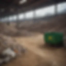 A modern waste management facility showcasing recycling processes