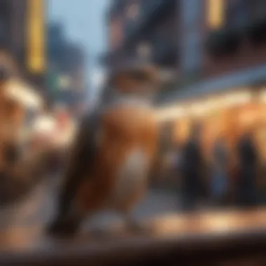 Dynamic Bird Market Interaction Market scene with buyers and sellers engaging over bird transactions