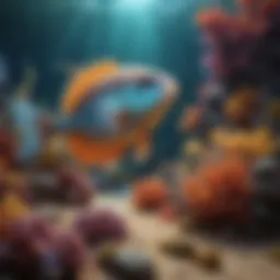A vibrant underwater scene showcasing various saltwater fish in their natural habitat