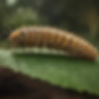 Close-up of a caterpillar on a leaf