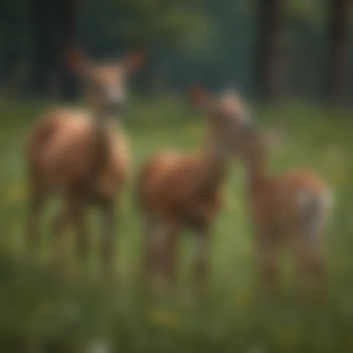 Deer Doe and Fawn in Meadow